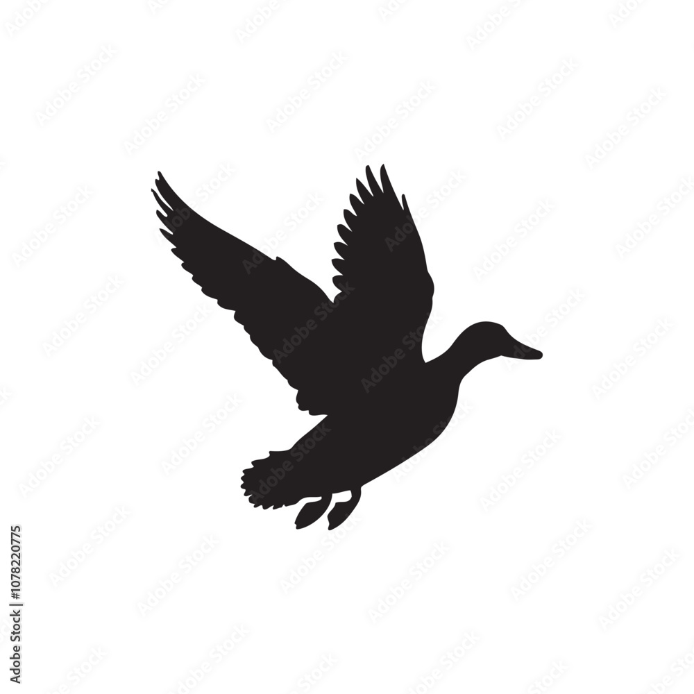 Fototapeta premium Duck icon. Duck black silhouette isolated on white background. Vector illustration, Domestic and wild ducks.