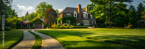 Upscale Two-Story Residential Property Surrounded By Greenery in New Jersey photo