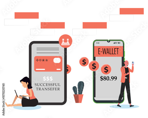 Ewallet Concept Illustration Stylish and Beautiful