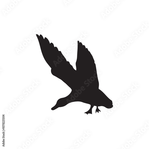 Duck icon. Duck black silhouette isolated on white background. Vector illustration, Domestic and wild ducks.