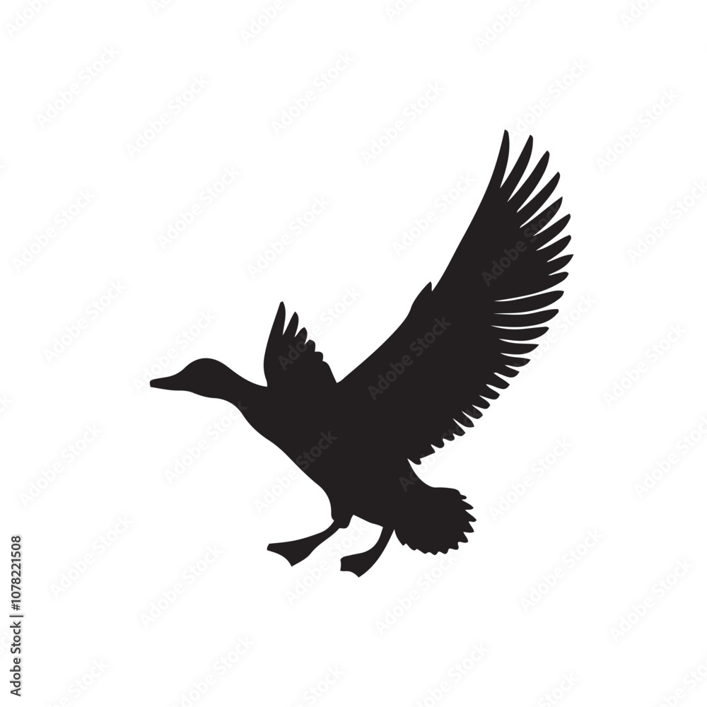 Fototapeta premium Duck icon. Duck black silhouette isolated on white background. Vector illustration, Domestic and wild ducks.
