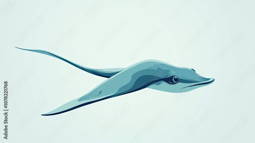 Obraz premium A Blue Ray with One Eye and a Long Tail Swimming in the Ocean
