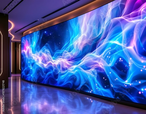 Luxury Hotel Lobby LED Wall with Serene Animations and Ambient Lighting