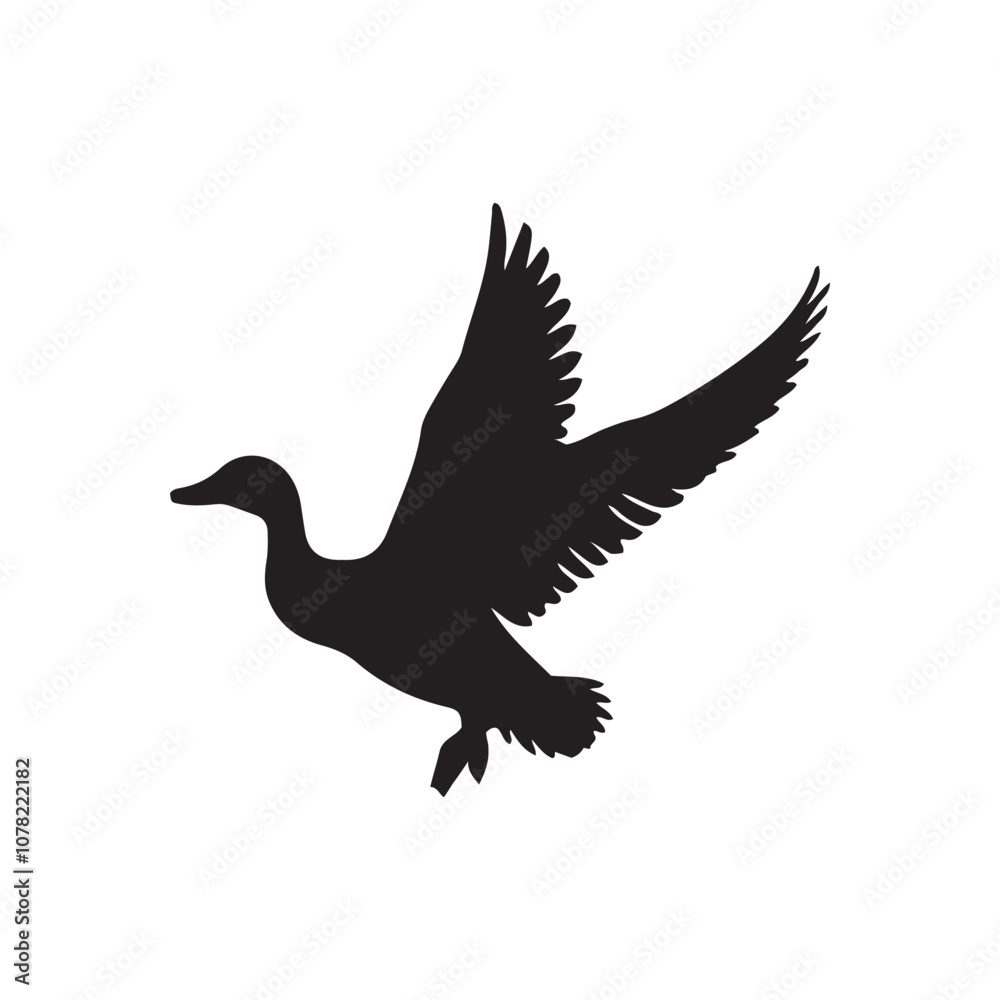 Fototapeta premium Duck icon. Duck black silhouette isolated on white background. Vector illustration, Domestic and wild ducks.