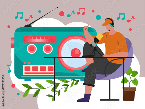 Radio Concept Illustration Stylish and Beautiful