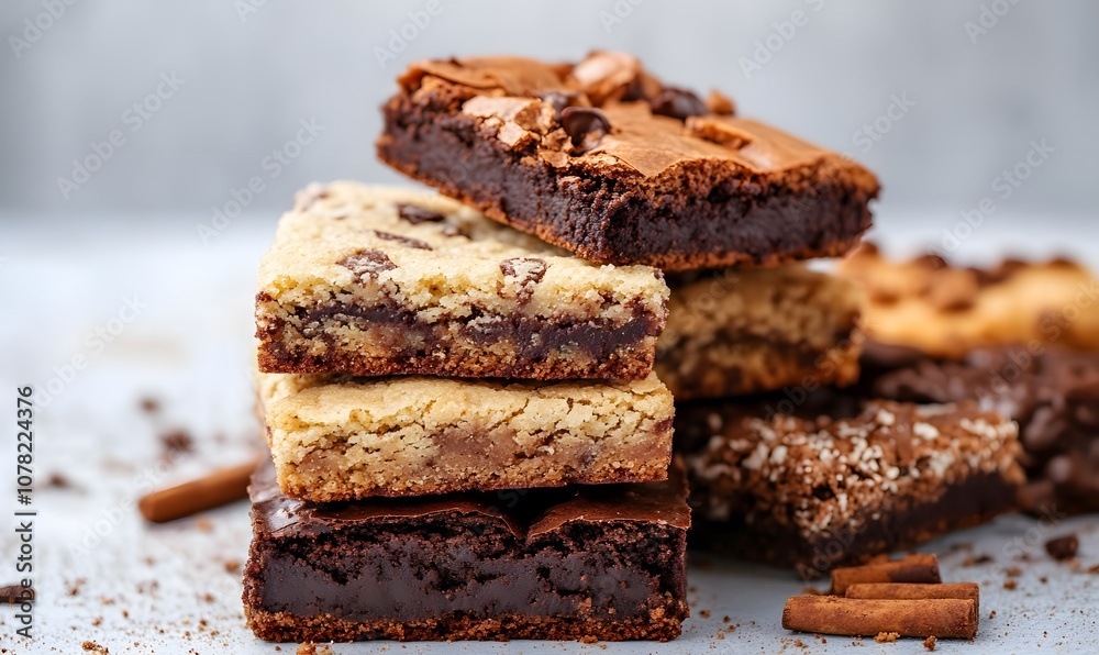 cookies and brownies are piled on top of each other, Generative AI cookies and brownies are piled on top of each other, Generative AI