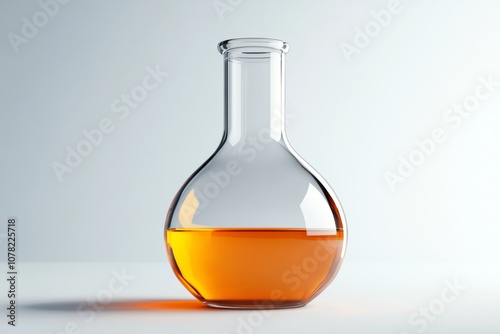 Glass Flask with Yellow Liquid for Science and Experiment Background