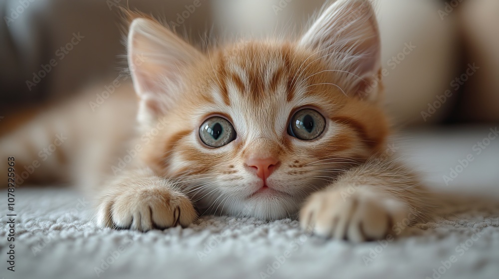 a small funny fluffy kitten lies on a clean floor in a spacious corridor of a large apartment international cat day a small funny fluffy kitten lies on a clean floor in a spacious corridor of a large apartment international cat day
