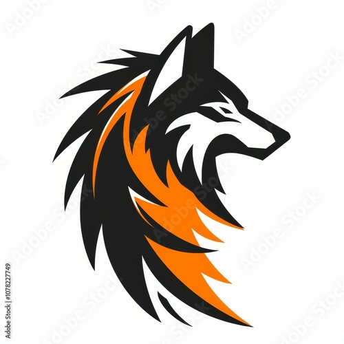 Icon logo of wolf with eagle on white background Created with Generative AI technology.