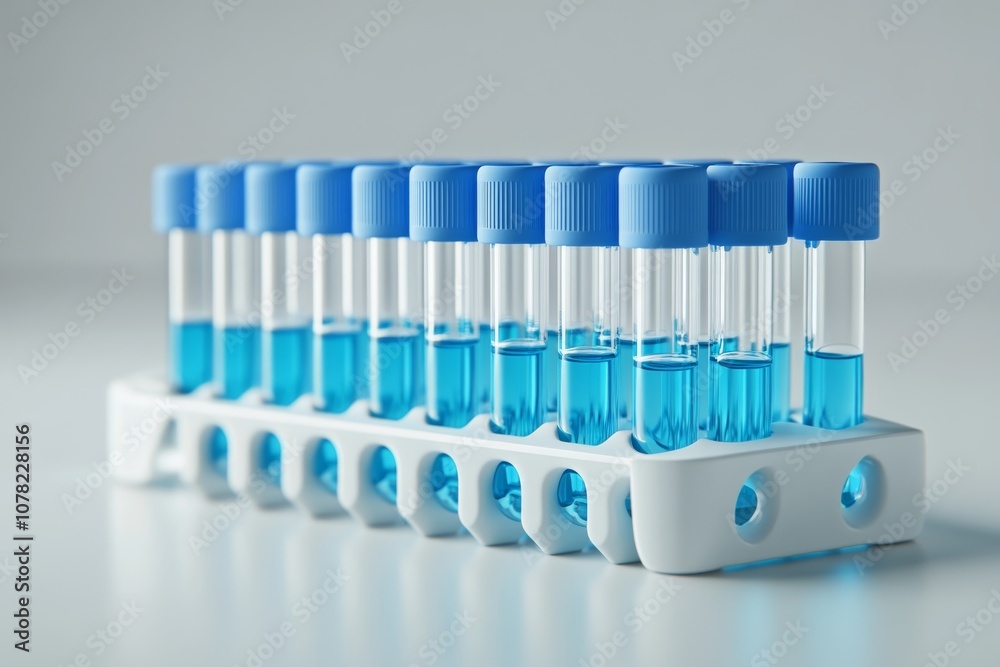 Blue Liquid in Test Tubes in Rack Blue Liquid in Test Tubes in Rack