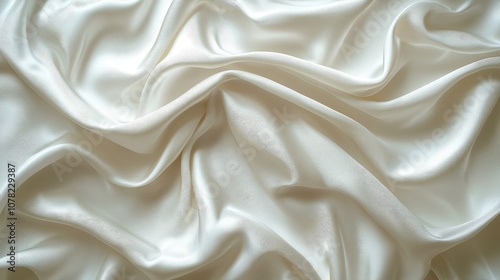 A close-up of smooth, white satin fabric, showcasing its elegant texture and sheen.