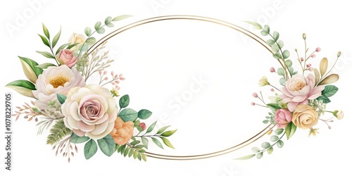 Wallpaper Mural Elegant Circle Wreath Thin Line Floral Frame Design with Delicate Flowers, Perfect for Invitations, Greeting Cards, and Wedding Decor in a Balanced Rule of Thirds Composition Torontodigital.ca