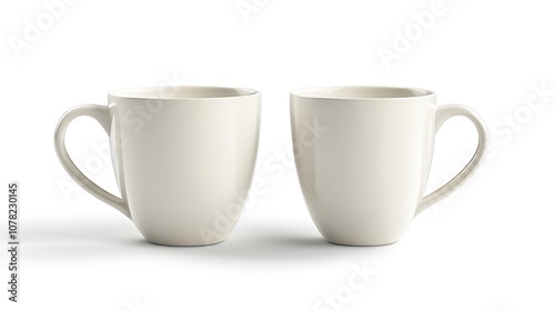 Two Brown Mugs on White Background