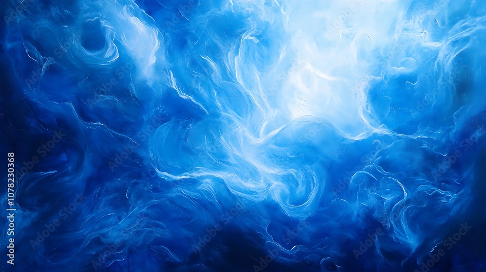 Rich cobalt blue background with swirling smoke and soft, ethereal light Rich cobalt blue background with swirling smoke and soft, ethereal light