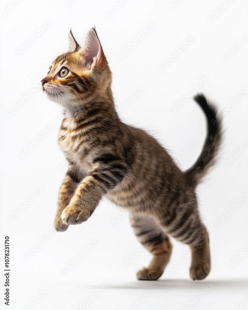 Cat kitten in motion pose transparent background