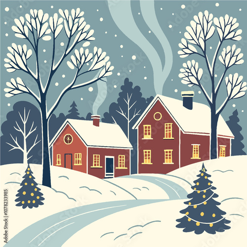 winter landscape with house