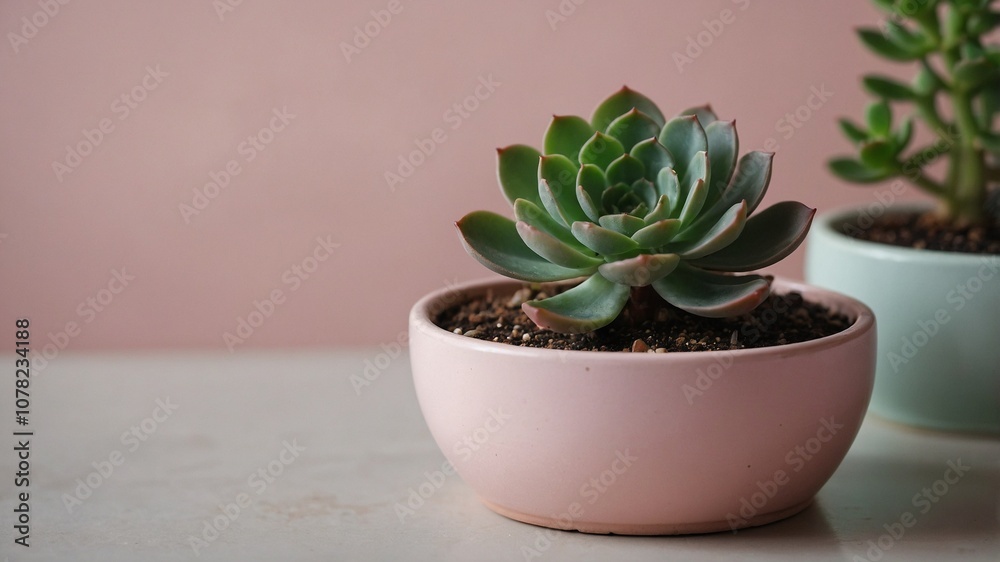 small houseplant in a pink flowerpot small houseplant in a pink flowerpot