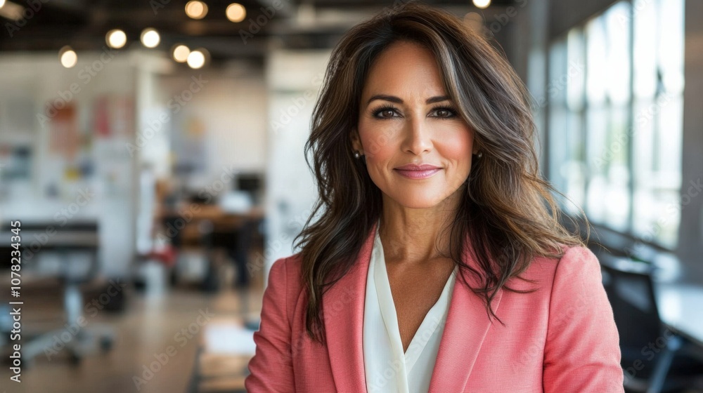Obraz premium Confident Businesswoman in Modern Office Setting