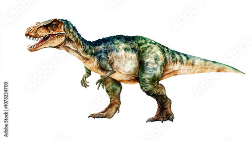 Watercolor tyrannosaurus rex dinosaur art for science and education projects