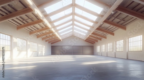 Spacious Modern Warehouse with Skylight and Large Windows