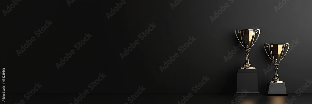 A Minimalist Black and Gold Design Featuring Trophy Elements and Light Effects, Perfect for Business Events. This Composition Showcases a Sense of Advanced Technology and Realism with High Quality and A Minimalist Black and Gold Design Featuring Trophy Elements and Light Effects, Perfect for Business Events. This Composition Showcases a Sense of Advanced Technology and Realism with High Quality and