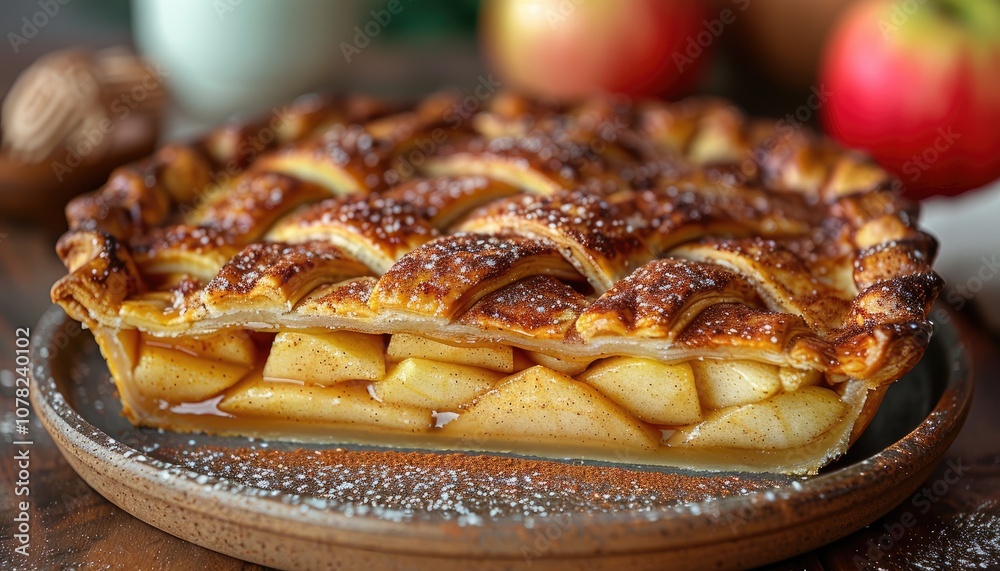 A Close-Up View of a Freshly Baked Apple Pie A Close-Up View of a Freshly Baked Apple Pie