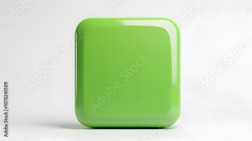 Blank Mobile application icon, button - green square with round corners. 3d rendering, white background