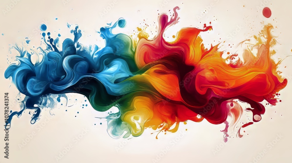 Vibrant Abstract Colorful Ink Splash with Fluid Dynamics Vibrant Abstract Colorful Ink Splash with Fluid Dynamics