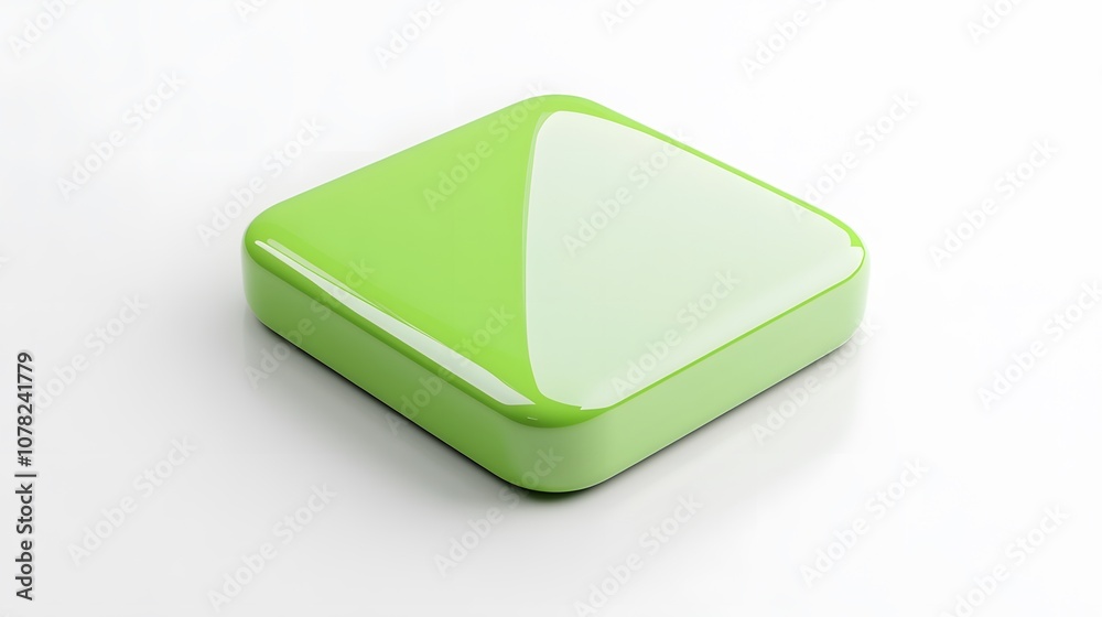 Blank Mobile application icon, button - green square with round corners. 3d rendering, white background Blank Mobile application icon, button - green square with round corners. 3d rendering, white background