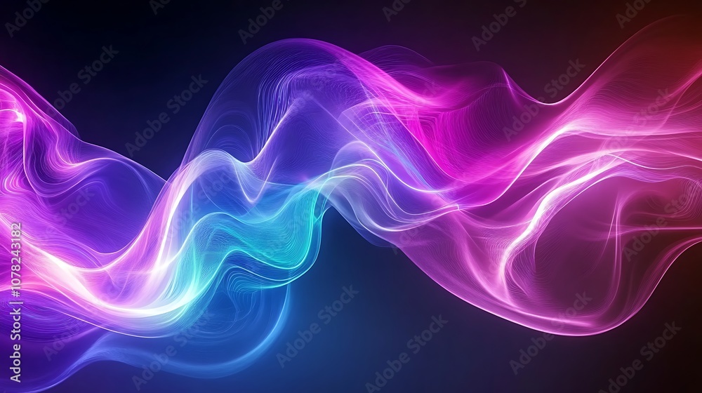 Glowing abstract liquid light flowing in soft waves of neon hues. Glowing abstract liquid light flowing in soft waves of neon hues.