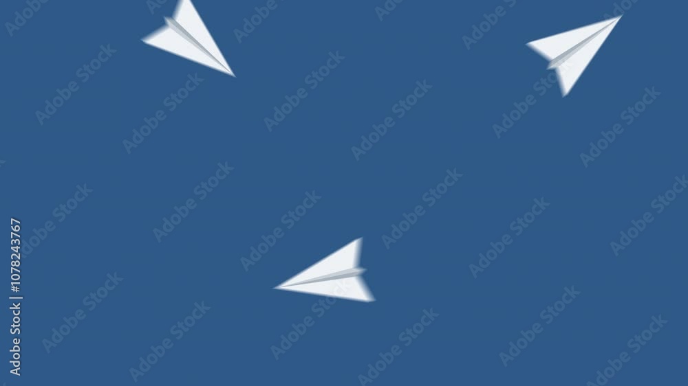 Flying paper airplanes on different trajectories. Loopable 2d animation video. Motion graphics with alpha channel. Flying paper airplanes on different trajectories. Loopable 2d animation video. Motion graphics with alpha channel.
