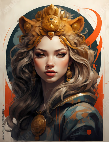 Leo Woman. Zodiac signs concept