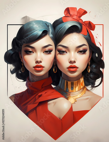 Gemini women. Zodiac signs concept