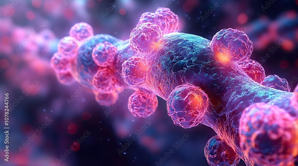 cell membrane with blue background 3d rendering