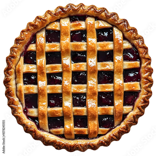 A Traditional Lattice-Crust Pie Filled With Sweet Berry Filling Isolated on a Transparent Background