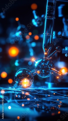 A vibrant depiction of molecular structures and laboratory equipment illustrating the beauty of chemistry and innovation.