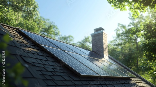 Sustainable architecture mansard roof with solar panels for eco-friendly homes