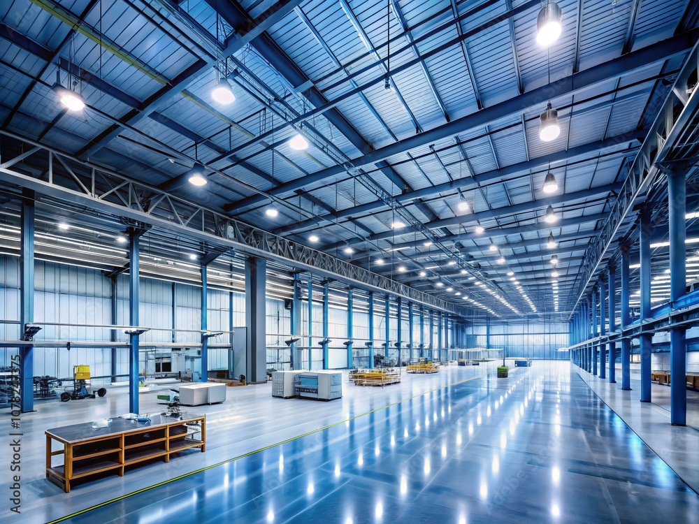 Industrial Hall with LED Lighting Motion Sensors: A Documentary Exploration of Modern Automation and Efficiency in Industrial Spaces