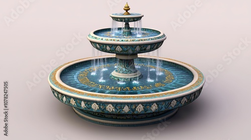 Elegant Ornate Fountain with Intricate Patterns and Water Flow