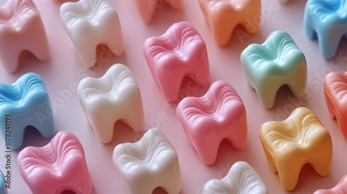 Colorful Dental Floss Tooth Models for Creative Styling