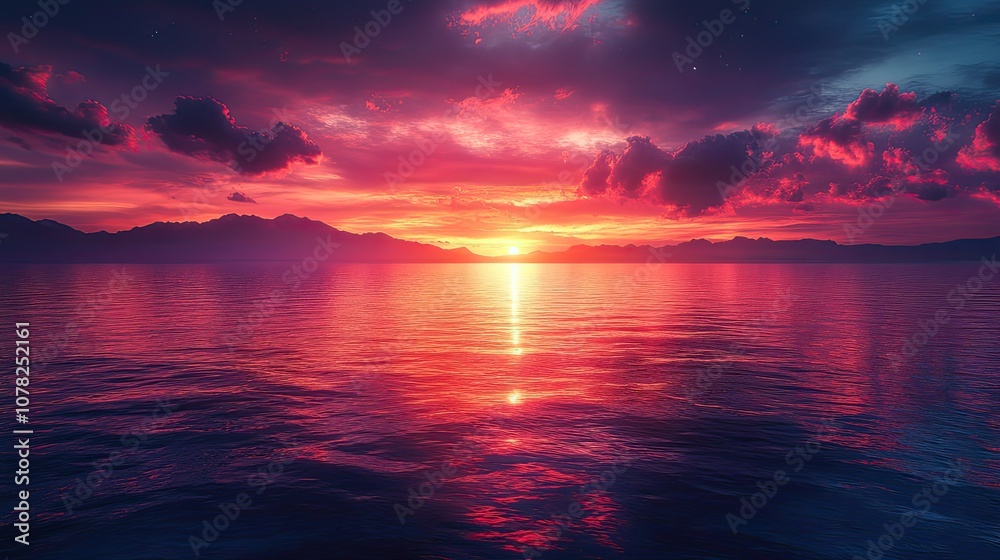 dark lake with glowing neon lines 3d rendering dark lake with glowing neon lines 3d rendering