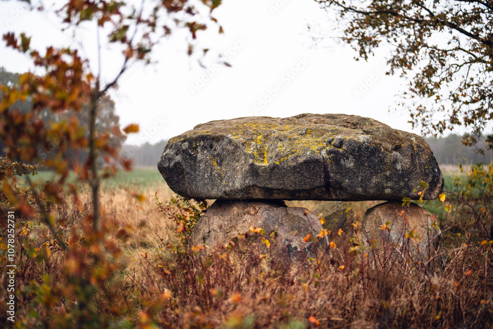 Rekonstruiertes Megalithgrab der Trichterbecherkultur in der Steinahlkenheide bei Oldendorf