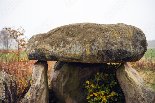 Obraz na płótnie Rekonstruiertes Megalithgrab der Trichterbecherkultur in der Steinahlkenheide bei Oldendorf w salonie