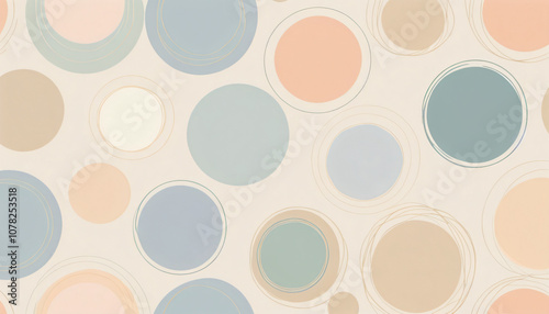 Wallpaper Mural Soft, blurry circles in pastel shades, layered randomly on a light beige background for a gentle, minimalist look Torontodigital.ca