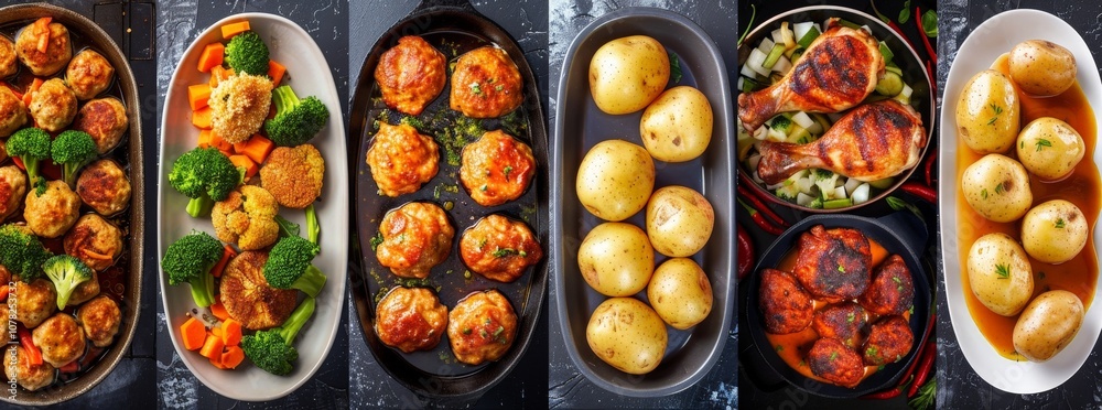 Assortment of Delicious Dishes for a Hearty Meal Assortment of Delicious Dishes for a Hearty Meal