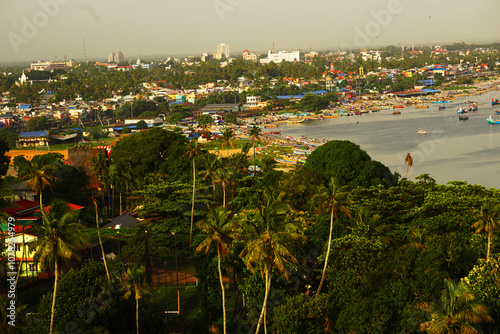 Tangasseri beach and walkway from lighthouse photo