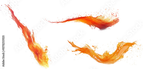 Vector illustration of flames in various shapes and sizes. placed on a white background
