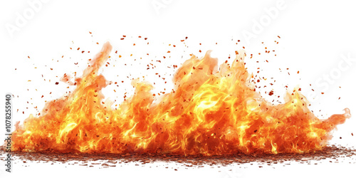 Vector illustration of flames in various shapes and sizes. placed on a white background
