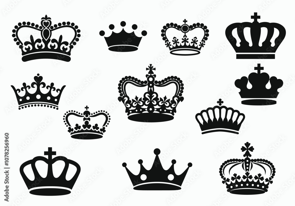 Princess Crown Silhouette. Crown Icon Set. Crown Silhouette Collection. Princess Crown Silhouette. Crown Icon Set. Crown Silhouette Collection.