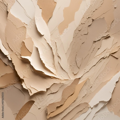 beige color alet, multi-layered torn paper background photo